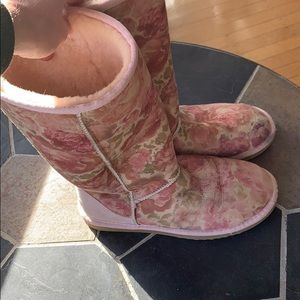 Tall Ugg Pink floral pattern